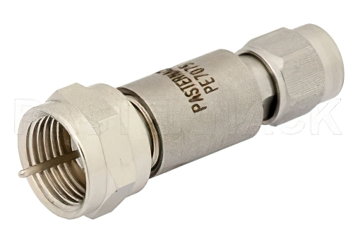 50 Ω SMA オス 〜 75 Ω F オス 整合パッド、DC 〜 3 GHz