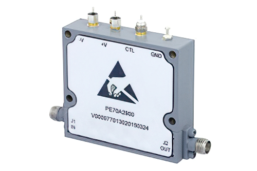 電圧可変 PIN ダイオード減衰器、0〜60 dB、500 MHz〜18 GHz、定格20 dBm、SMA、高信頼性、はんだピン 制御