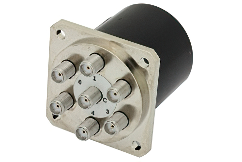 SP6T 電気機械式リレーノーマルオープンスイッチ、DC 〜 18 GHz、最大 85 W、28 V、SMA