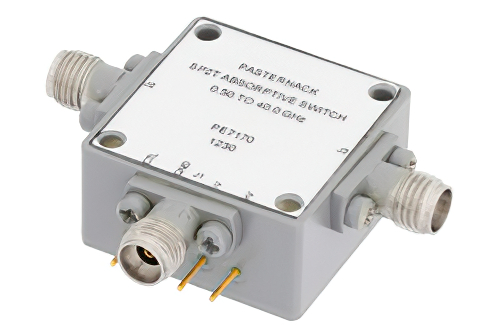 吸収型 SPDT、PIN ダイオードスイッチ、動作周波数 500 MHz 〜 40 GHz、最大 0.1 W (+20 dBm)、2.92mm