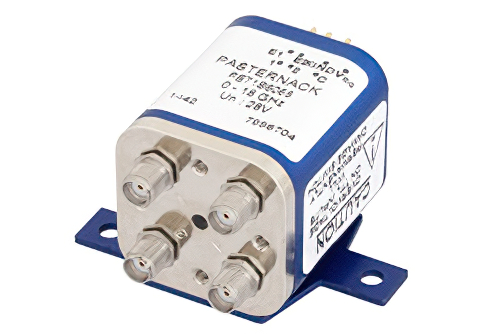 トランスファ電気機械式リレーラッチングスイッチ、DC 〜 18 GHz、最大 240 W、28 V、インジケータ、TTL ロジック、セルフカットオフ、SMA