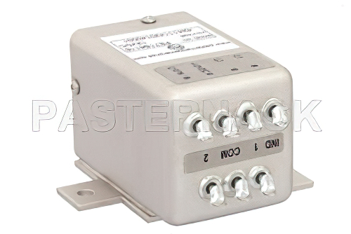 トランスファ電気機械式リレーラッチングスイッチ、DC 〜 26.5 GHz、20 W、12 V、インジケータ、TTL ロジック、セルフカットオフ、ダイオード、SMA
