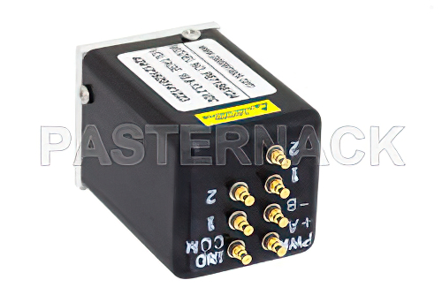 トランスファ電気機械式リレーラッチングスイッチ、DC 〜 40 GHz、5 W、12 V、インジケータ、TTL ロジック、セルフカットオフ、ダイオード、2.92mm
