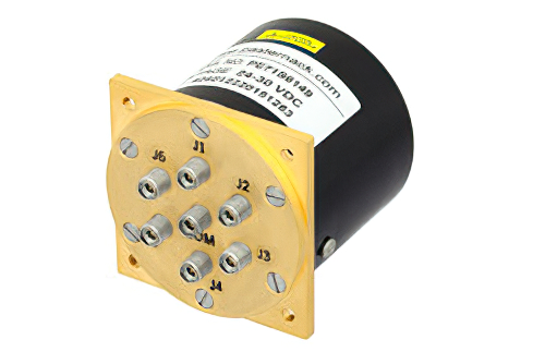 SP6T 電気機械式リレーラッチングスイッチ、DC 〜 40 GHz、3 W、28 V、インジケータ、TTL ロジック、セルフカットオフ、ダイオード、2.92mm