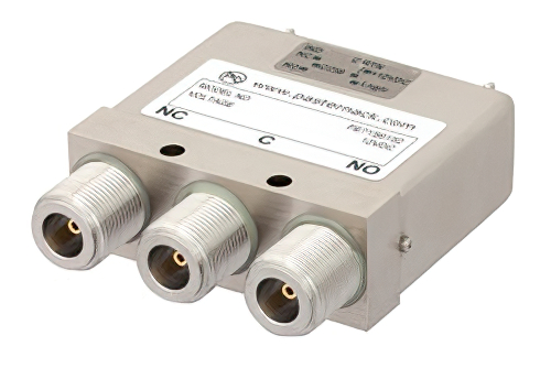 SPDT 電気機械式リレーフェールセーフスイッチ、DC 〜 12.4 GHz、45 W、12 V、インジケータ、TTL ロジック、ダイオード、N