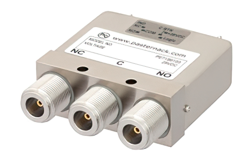 SPDT 電気機械式リレーフェールセーフスイッチ、DC 〜 12.4 GHz、50 W、28 V、インジケータ、TTL ロジック、ダイオード、N