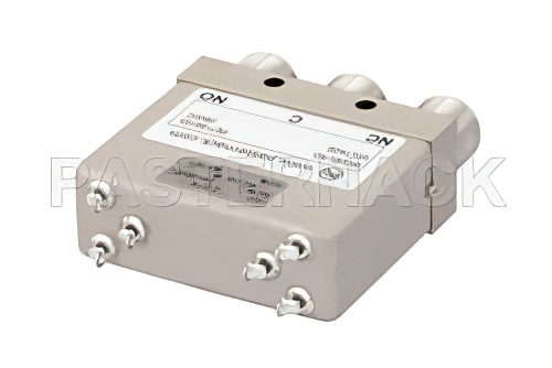 SPDT 電気機械式リレーフェールセーフスイッチ、DC 〜 12.4 GHz、50 W、28 V、インジケータ、TTL ロジック、ダイオード、N