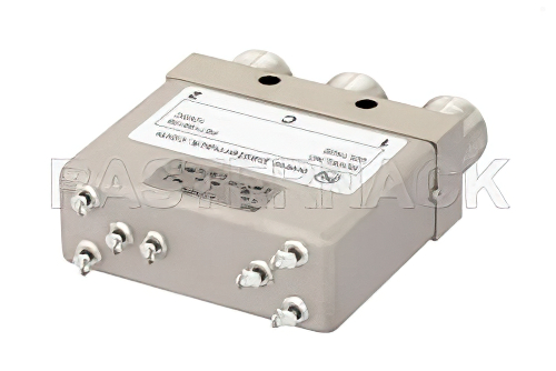 SPDT 電気機械式リレーラッチングスイッチ、DC 〜 12.4 GHz、50 W、12 V、インジケータ、TTL ロジック、ダイオード、セルフカットオフ、N