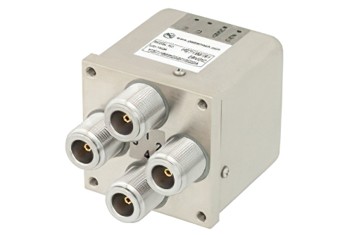 トランスファ電気機械式リレーラッチングスイッチ、DC 〜 12.4 GHz、160 W、28 V、インジケータ、TTL ロジック、セルフカットオフ、ダイオード、N