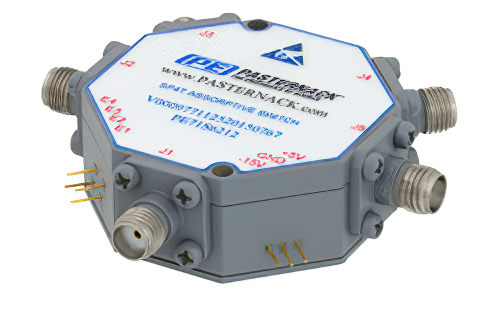 吸収型 SP4T、PIN ダイオードスイッチ、動作周波数 500 MHz 〜 18 GHz、最大 0.1 W (+20 dBm)、フィールド交換式、SMA