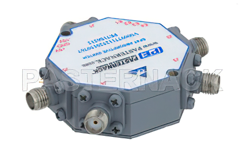 吸収型 SP4T、PIN ダイオードスイッチ、動作周波数 500 MHz 〜 18 GHz、最大 0.1 W (+20 dBm)、フィールド交換式、SMA