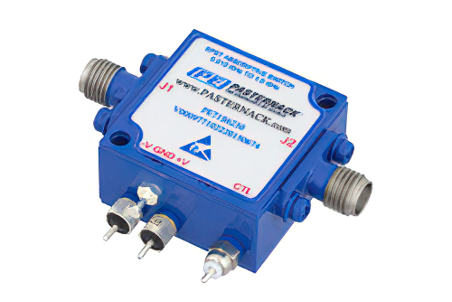 吸収型 SPST、PIN ダイオードスイッチ、動作周波数 10 MHz 〜 1 GHz、最大 0.1 W (+20 dBm)、フィールド交換式、SMA