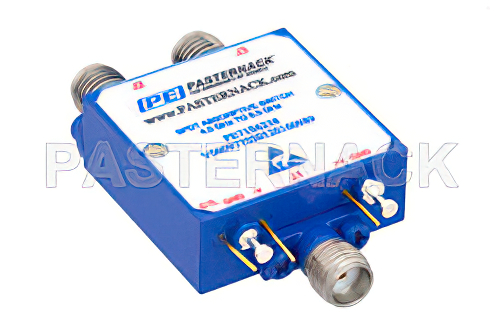 吸収型 SPDT、PIN ダイオードスイッチ、動作周波数 4 GHz 〜 8 GHz、最大 0.1 W (+20 dBm)、フィールド交換式、SMA