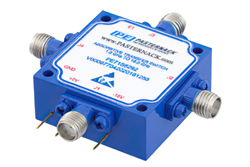 吸収型トランスファ、PIN ダイオードスイッチ、動作周波数 1 GHz 〜 18 GHz、最大 0.5 W (+27 dBm)、フィールド交換式、SMA