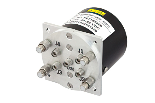 SP4T 電気機械式リレーラッチングスイッチ、終端、DC 〜 40 GHz、3 W、28 V、インジケータ、TTL ロジック、セルフカットオフ、ダイオード、2.92mm