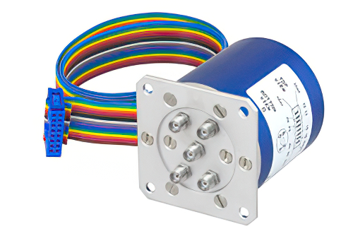 SP4T 0.03 dB 低挿入損失劣化度 電気機械式リレーラッチングスイッチ、終端、DC 〜 20 GHz、70 W、24 V、インジケータ、セルフカットオフ、リセット、SMA