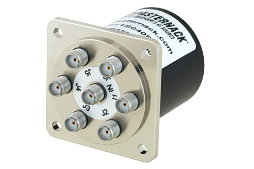 SP6T 電気機械式リレーノーマルオープンスイッチ、DC 〜 18 GHz、最大 90 W、28 V、SMA