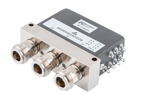 SPDT Electromechanical Relay Latching Switch, DC to 12 GHz, 600W, 28V Indicators, TTL, Diodes, Self Cut Off, N