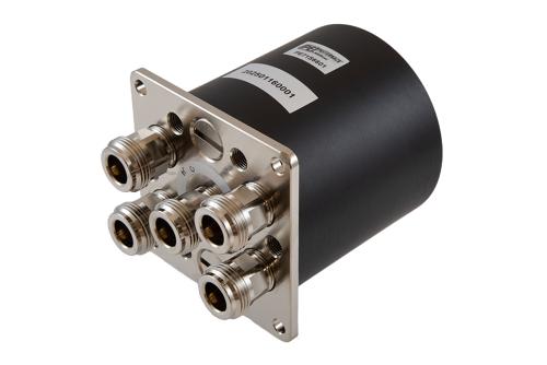SP4T Electromechanical Relay Normally Open Switch, DC  to 18 GHz, 12V, N