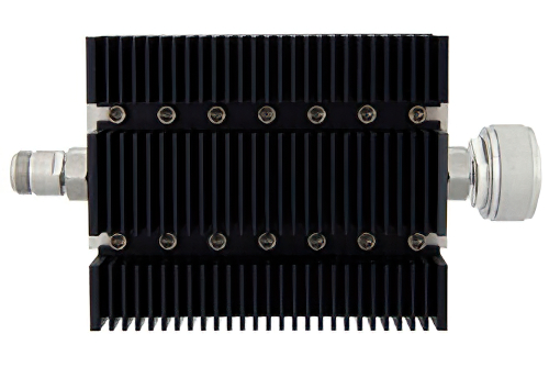 40 dB 固定減衰器、N メス 〜 7/16 DIN オス 方向性、黒色 陽極酸化アルミヒートシンク、100 W、最大 6 GHz