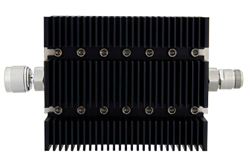 60 dB 固定減衰器、N オス 〜 N メス 方向性、黒色 陽極酸化アルミヒートシンク、100 W、最大 6 GHz