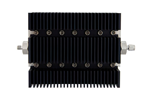 30 dB 固定減衰器、SMA メス 〜 SMA オス 方向性、黒色 陽極酸化アルミヒートシンク、100 W、最大 6 GHz