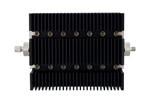 20 dB 固定減衰器、SMA オス 〜 SMA メス 方向性、黒色 陽極酸化アルミヒートシンク、100 W、最大 6 GHz