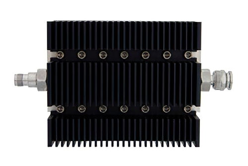 20 dB 固定減衰器、TNC メス 〜 TNC オス 方向性、黒色 陽極酸化アルミヒートシンク、100 W、最大 6 GHz