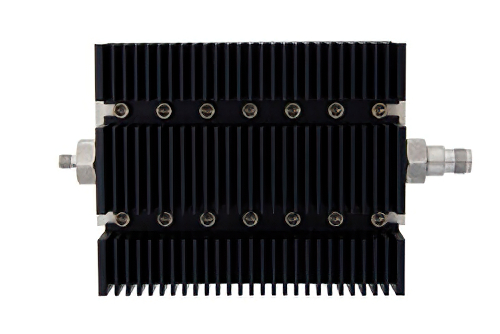 40 dB 固定減衰器、SMA メス 〜 TNC メス 方向性、黒色 陽極酸化アルミヒートシンク、100 W、最大 6 GHz