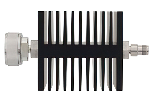 3 dB 固定減衰器、7/16 DIN オス 〜 TNC メス 方向性、黒色 陽極酸化アルミヒートシンク、50 W、最大 7.5 GHz