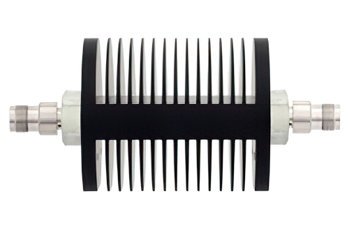 20 dB 固定減衰器、TNC メス 〜 TNC メス、黒色 陽極酸化アルミヒートシンク、25 W、最大 18 GHz