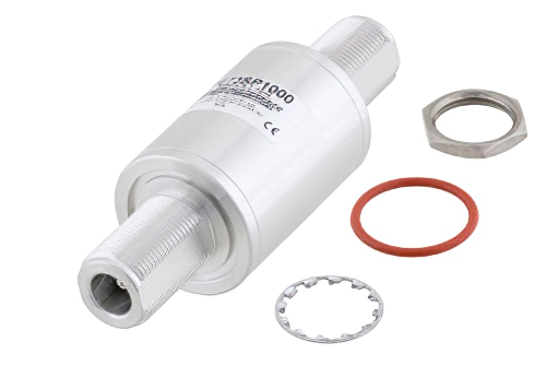 N型 F/F 入/出力 バルクヘッド 同軸 RF サージプロテクタ、698MHz - 2.7GHz、DC ブロック、500W、IP67、40kA、フィルタ