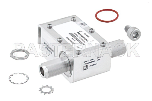 N型 F/F 入/出力 同軸 RF サージプロテクタ、800MHz - 2.5GHz、DC 通過、300W、IP67、20kA、ハイブリッド、本体側ブラケット付き