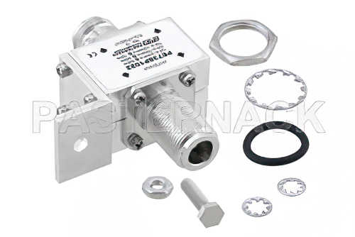 N型 F/F 入/出力 バルクヘッド 同軸 RF サージプロテクタ、125MHz - 1GHz、DC ブロック、500W、IP非該当、800uJ、20kA、ブロックキャップ、気体管