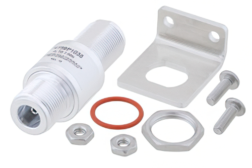 N型 F/F 入/出力 バルクヘッド 同軸 RF サージプロテクタ、DC - 7GHz、3GHz - 4GHz、DC 通過、90W、IP67、20kA、気体放電管、双方向