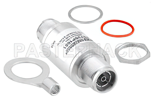 4.3-10 F/F 入/出力 バルクヘッド 同軸 RF サージプロテクタ、698MHz - 2.7GHz、DC ブロック、500W、IP67、40kA、フィルタ、低 PIM -173 dBc