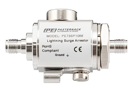 SMA F/F In/Out Bulkhead Coax RF Surge Protector, DC - 5.8GHz, 60 V Max., 10kA, Gas Discharge Tube, BiDirect