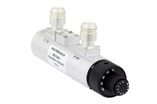 0 〜 50 dB ダイヤル式ステップ減衰器、N メス 〜 N メス、1 dB ステップ 最大 2 W 、最大 2.7 GHz