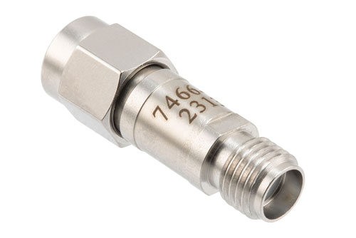 7 dB 固定減衰器, SMA オス ～ SMA メス, ステンレス鋼, 最大  2 W, DC ～ 12 GHz
