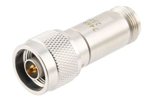 5 dB 固定減衰器, N オス ～ N メス, 真鍮, 最大  2 W, DC ～ 12 GHz