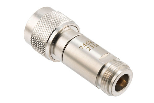 5 dB 固定減衰器, N オス ～ N メス, 真鍮, 最大  2 W, DC ～ 12 GHz