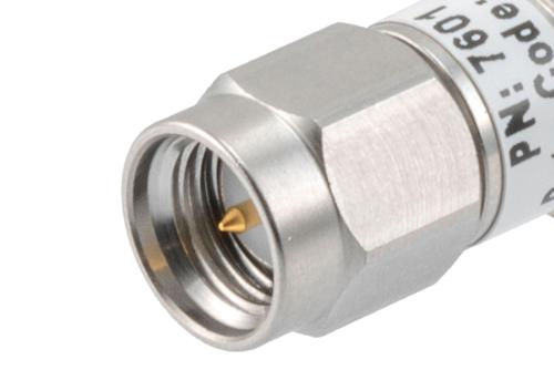 40dB RF 固定減衰器 2W, DC ～ 3GHz, SMA オス ～ メス, ステンレス鋼