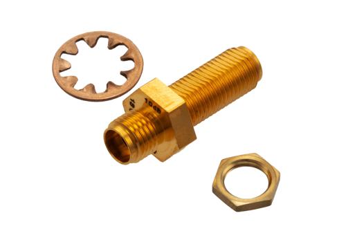 10 dB 固定減衰器 バルクヘッド, 極低温, 2.92mm メス ～ 2.92mm メス 銅 金メッキ本体, 定格 1 W, DC ～ 18 GHz