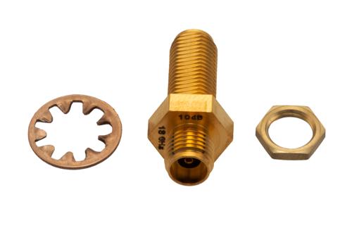 10 dB 固定減衰器 バルクヘッド, 極低温, 2.92mm メス ～ 2.92mm メス 銅 金メッキ本体, 定格 1 W, DC ～ 18 GHz