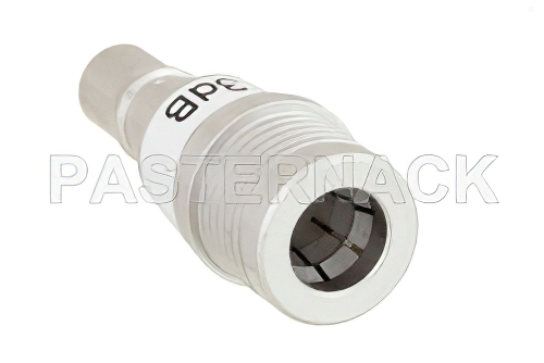 3 dB 固定減衰器、QMA オス 〜 QMA メス、真鍮トリメタル、1 W、最大 6 GHz