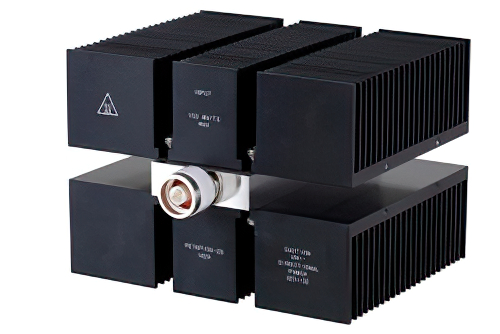 20 dB 固定減衰器、N オス 〜 N メス 方向性、黒色 陽極酸化アルミヒートシンク、150 W、最大 8 GHz