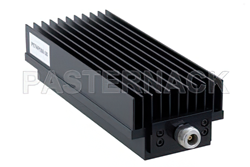 30 dB 固定減衰器、N オス 〜 N メス 方向性 黒陽極酸化アルミニウムヒートシンク、最大 250 W 、最大 8.5 GHz