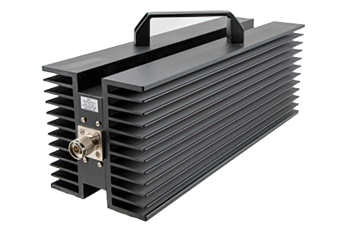 30 dB 固定減衰器, N オス 〜 N メス 方向性 黒アルマイト アルミニウム ヒートシンク, 定格 500 W 最大 3 GHz