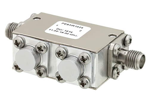 デュアルジャンクションアイソレータ、40 dB アイソレーション、11 GHz 〜 18 GHz、5 W、SMA メス
