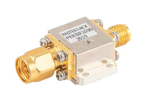 Isolator with 10 dB Isolation from 6 GHz to 18 GHz, 10 Watts and SMA Male to SMA Female